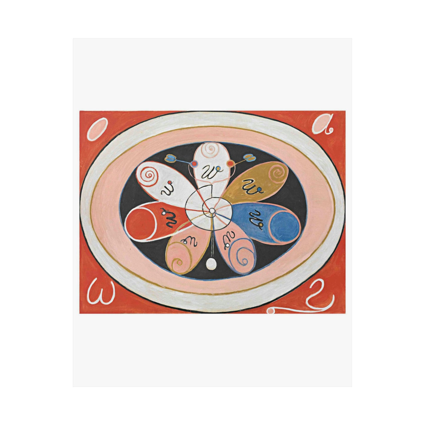 A painting of a colorful flower with writing on it Hilma af Klint - no date - Untitled High Quality Matte Wall Art Poster for Home, Office, Classroom