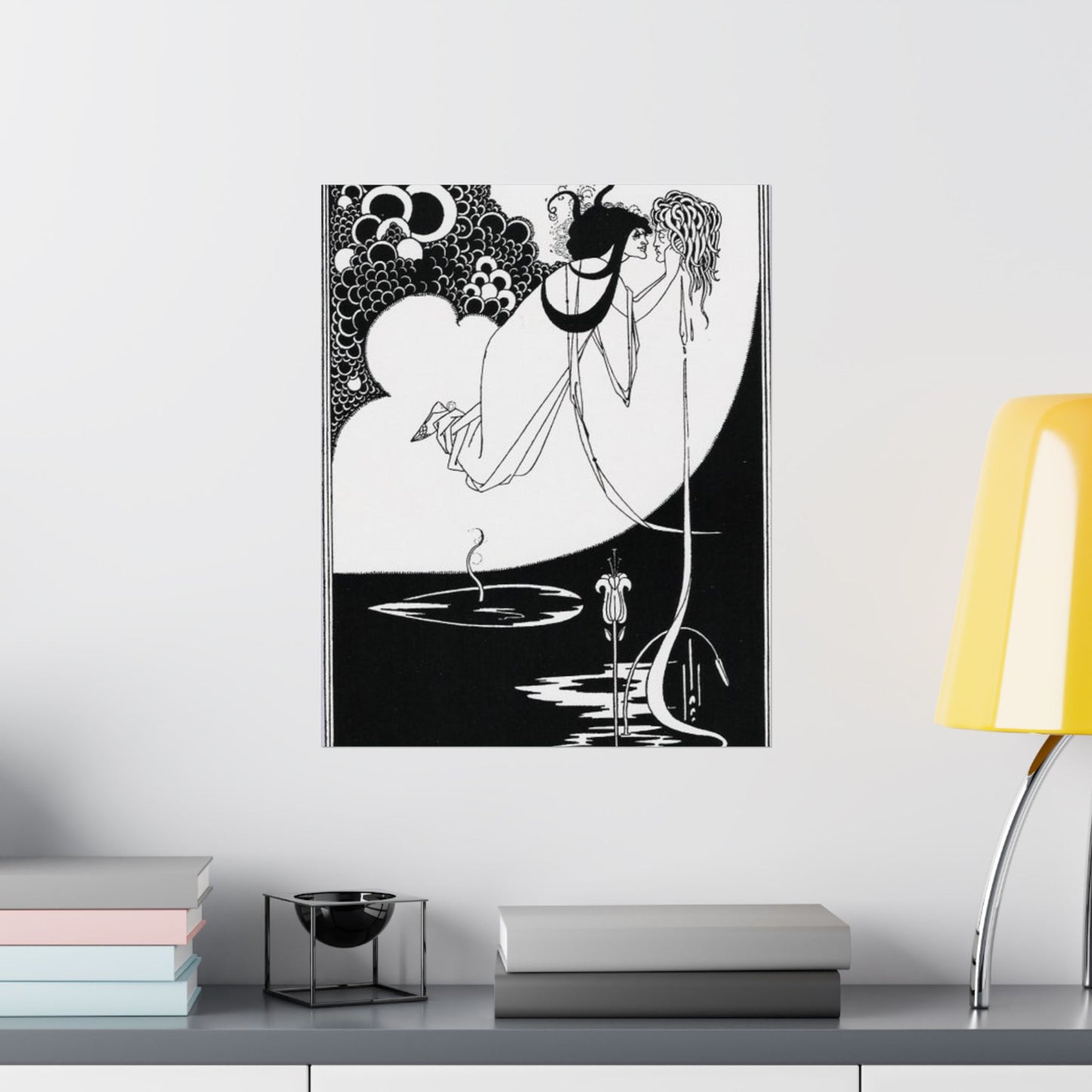 Beardsley apotheose - A black and white drawing of a woman in a dress High Quality Matte Wall Art Poster for Home, Office, Classroom