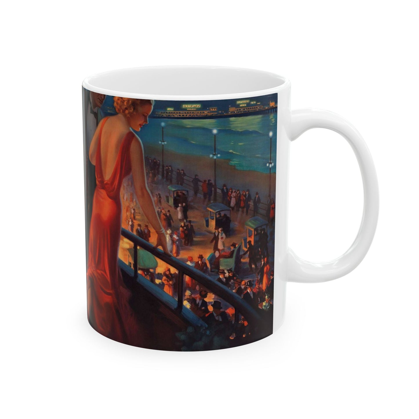 Detail, Atlantic City—America's Great All Year Resort, Pennsylvania Railroad, painting by Edward Mason Eggleston (cropped) Beautiful Novelty Ceramic Coffee Mug 11oz