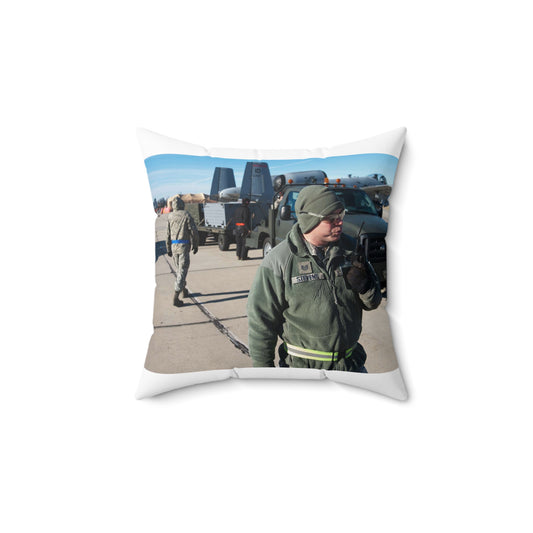 Tech. Sgt. Lance Stevens, a members of the 124th Fighter Decorative Accent Square Pillow