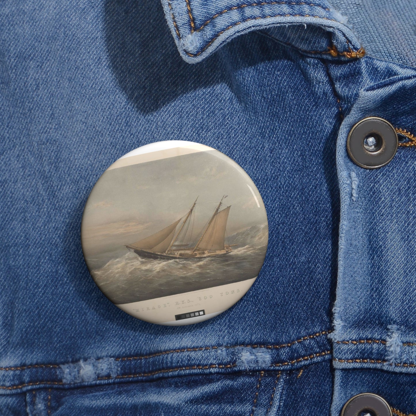 Mirage, R.Y.S., 200 Tons. 5th October 1872 RMG PY8772 Pin Buttons with Crisp Design