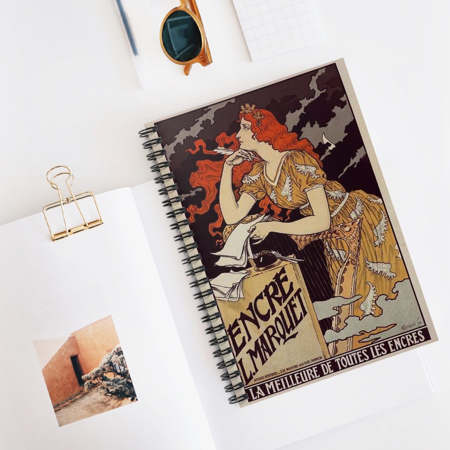 Affiche pour l' "Encre Marquet". Spiral Bound Ruled Notebook with Printed Cover