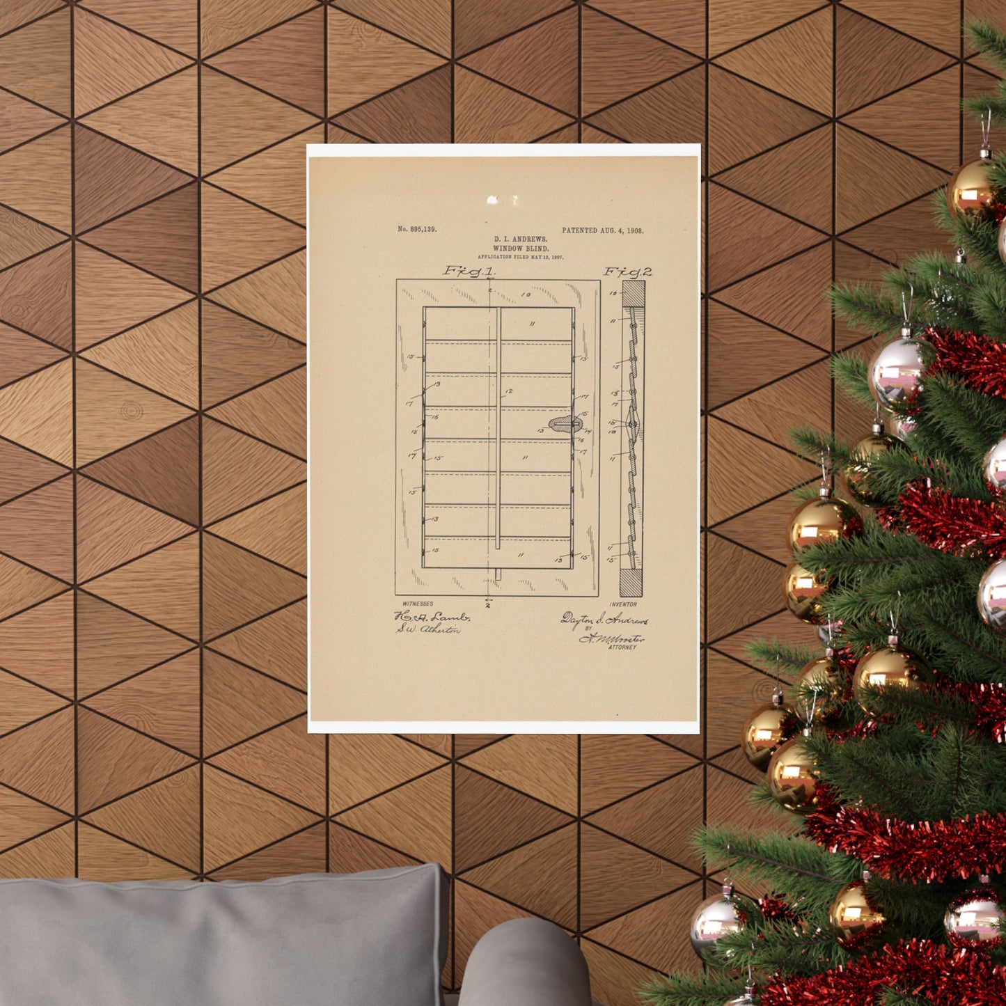 Patent Drawing of Engine - for a Window Blind Public domain  image High Quality Matte Wall Art Poster for Home, Office, Classroom