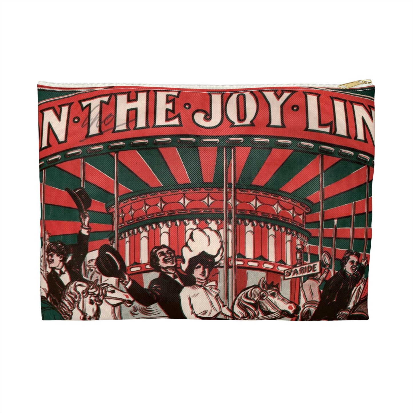 On the joy line - Public domain American sheet music Large Organizer Pouch with Black Zipper