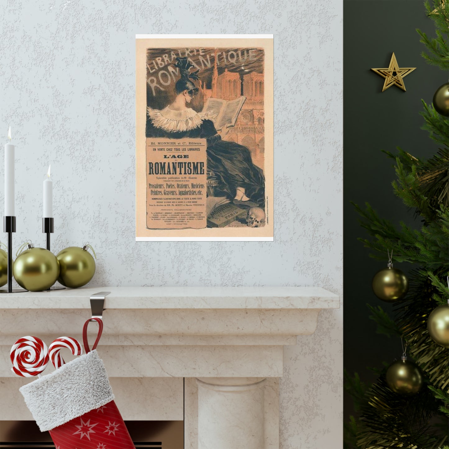 Affiche pour la "Librairie Romantique". High Quality Matte Wall Art Poster for Home, Office, Classroom