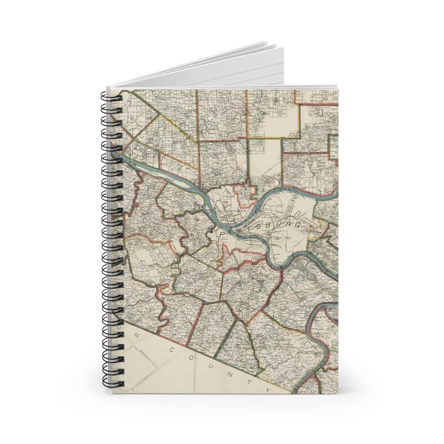 Farm line map of Allegheny County, Pennsylvania / Spiral Bound Ruled Notebook with Printed Cover