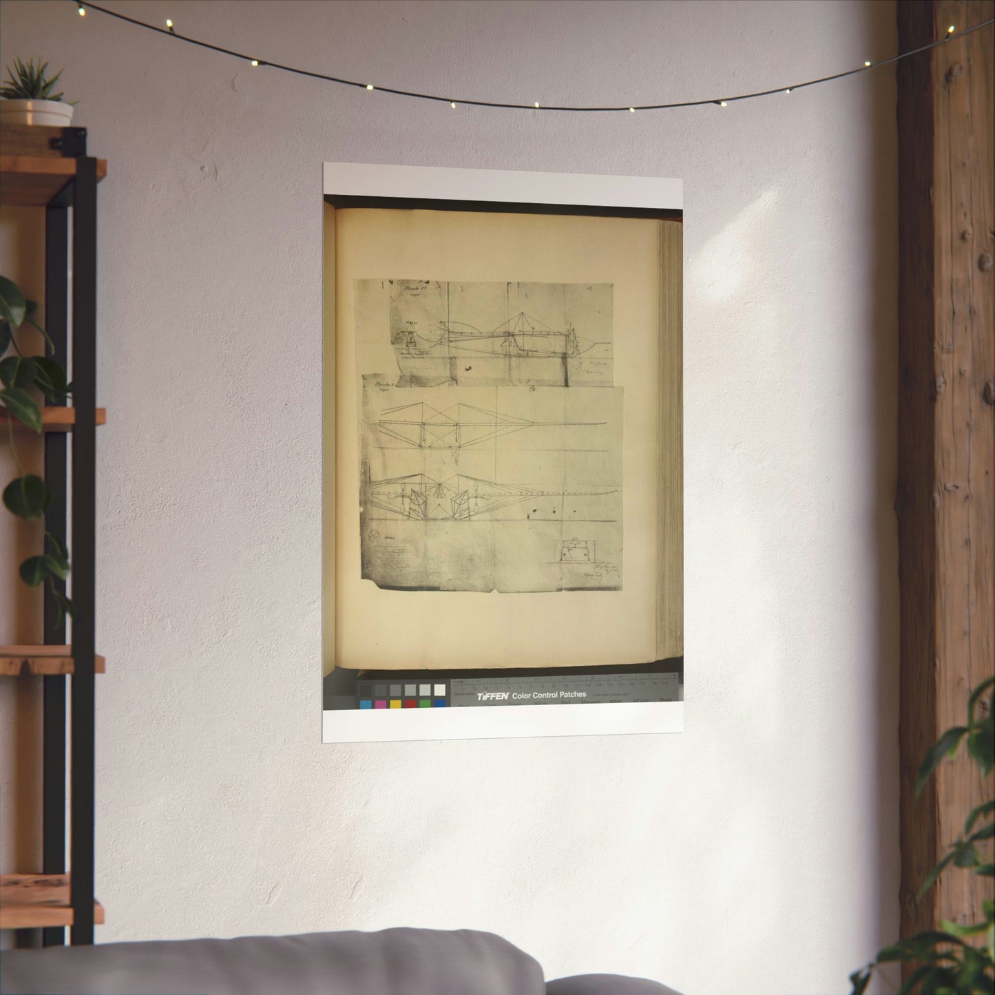 Patent drawing - Planche I et II du brevet n° 111.574 pris en France le 16 février 1876, par Penaud et Gauchot, pour «Un aéro-plane ou appareil aérien volant». Public domain  image High Quality Matte Wall Art Poster for Home, Office, Classroom
