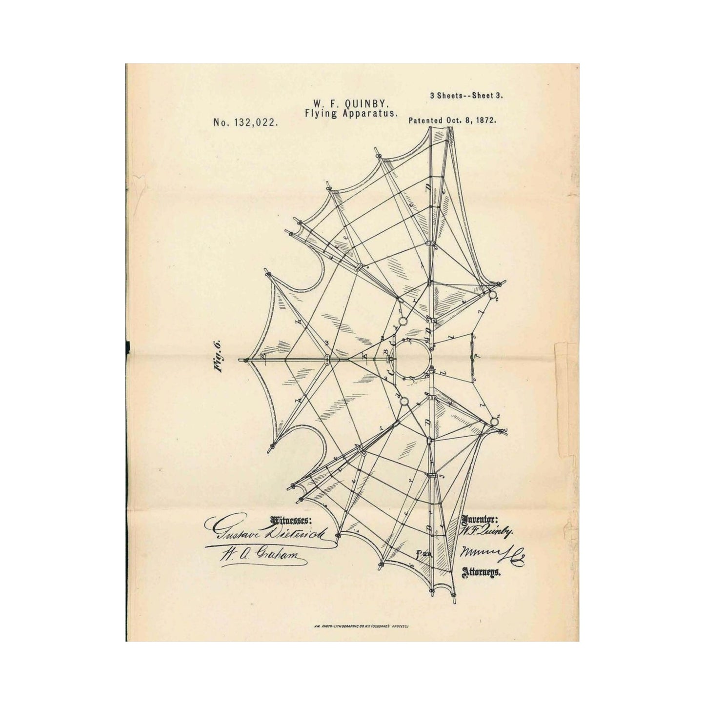 Patent Case File No. 132,022, Flying Apparatus, Inventor- Watson F. Quinby - DPLA - 1408d735868117dc44f964123674e332 (page 32) High Quality Matte Wall Art Poster for Home, Office, Classroom