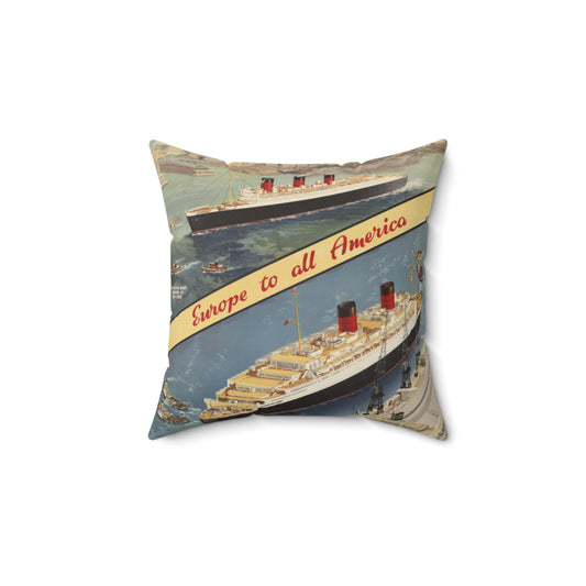 Cunard Line. Vintage Travel Posters, 1920s-1930s Decorative Accent Square Pillow