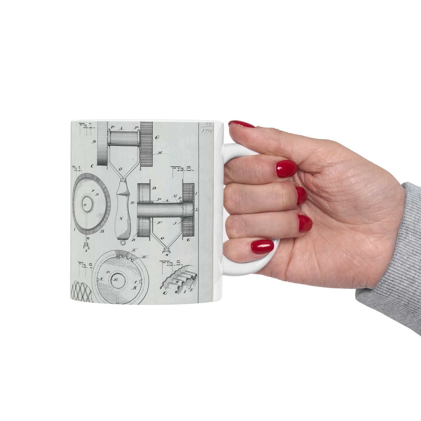 Patent Drawing of Engine - for G. W. Baier's Cake or Doughnut Cutter Public domain  image Beautiful Novelty Ceramic Coffee Mug 11oz