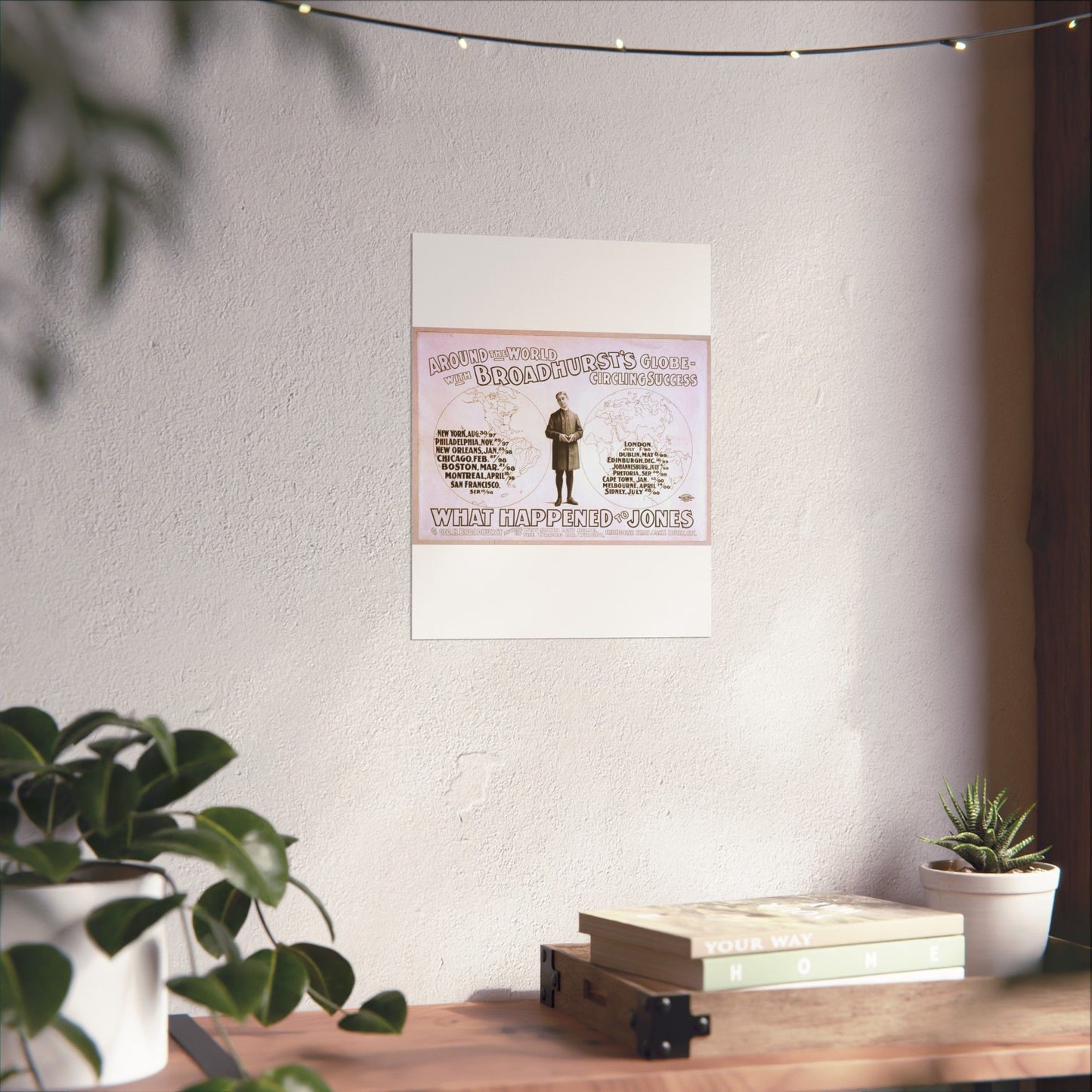 Around the world with Broadhurst's globe-circling success, What happened to Jones by George H. Broadhurst, author of Why Smith left home, The wrong Mr. Wright, The house that Jack built, etc. High Quality Matte Wall Art Poster for Home, Office, Classroom