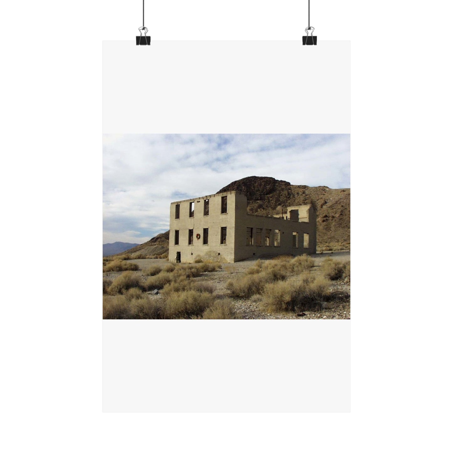 Death Valley Scenic Byway - An Abandoned Structure in Rhyolite High Quality Matte Wall Art Poster for Home, Office, Classroom