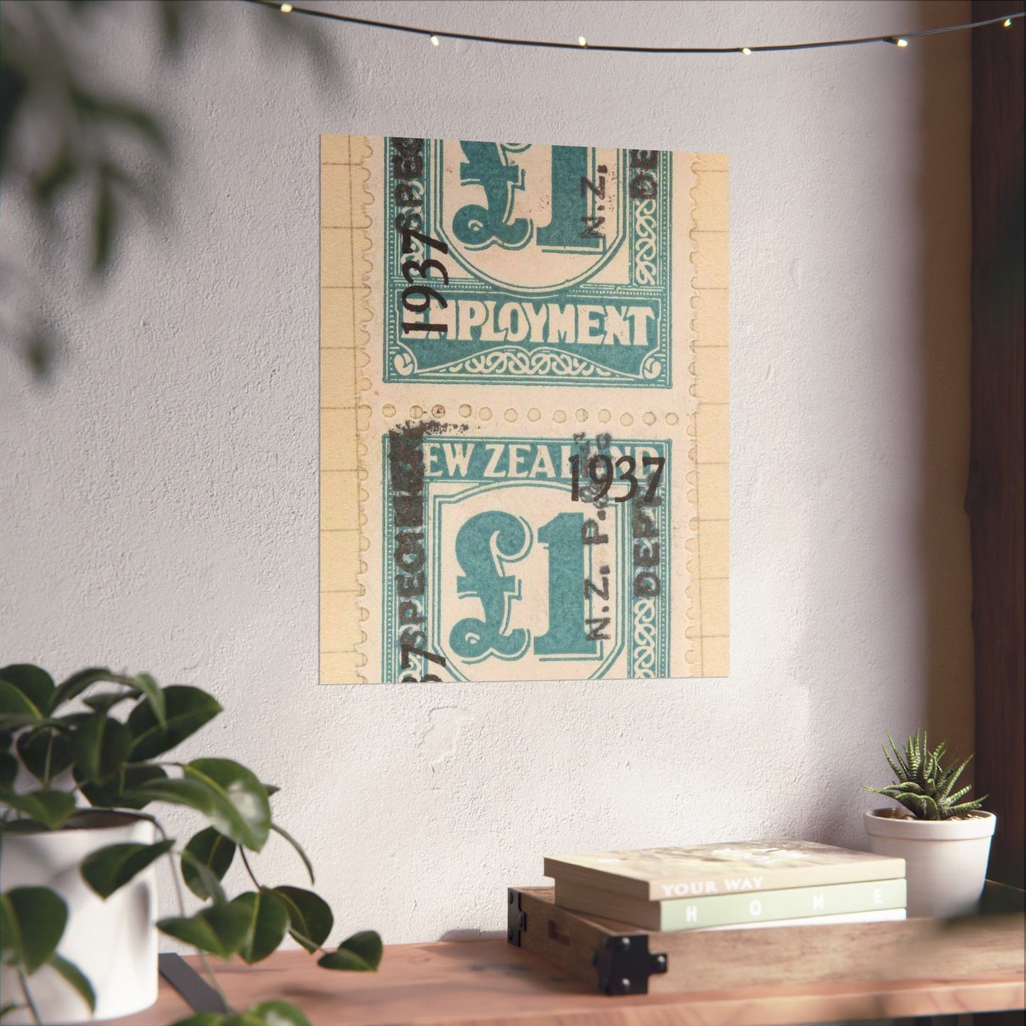 Block of one pound Unemployment Relief stamps overprinted '1937' and 'Specimen' High Quality Matte Wall Art Poster for Home, Office, Classroom