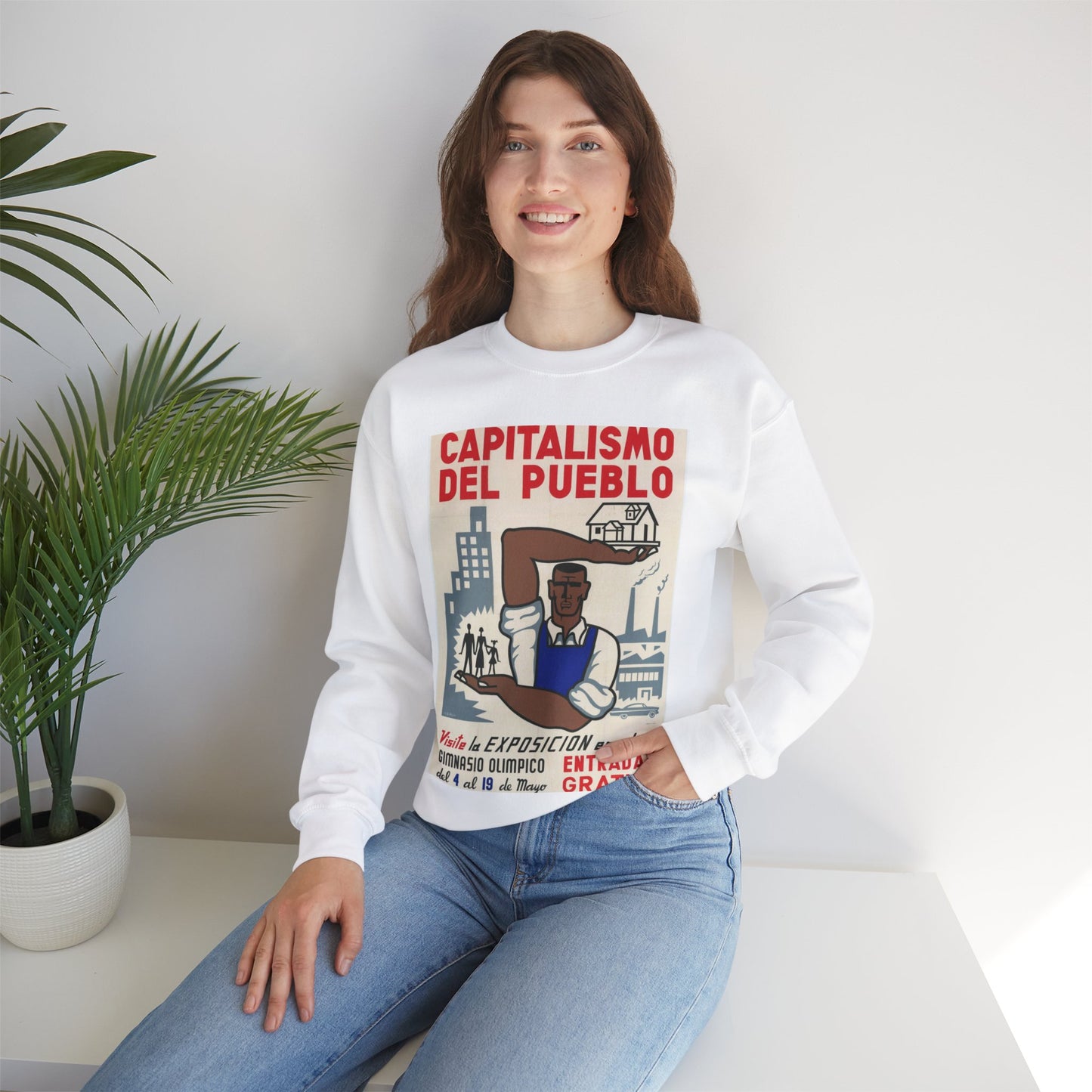 People's Capitalism Poster, United States information service propaganda White Heavy Blend Adult Crew Neck SweatShirt