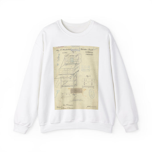 Patent Drawing of Engine - Drawing of a Travelers Trunk Public domain  image White Heavy Blend Adult Crew Neck SweatShirt
