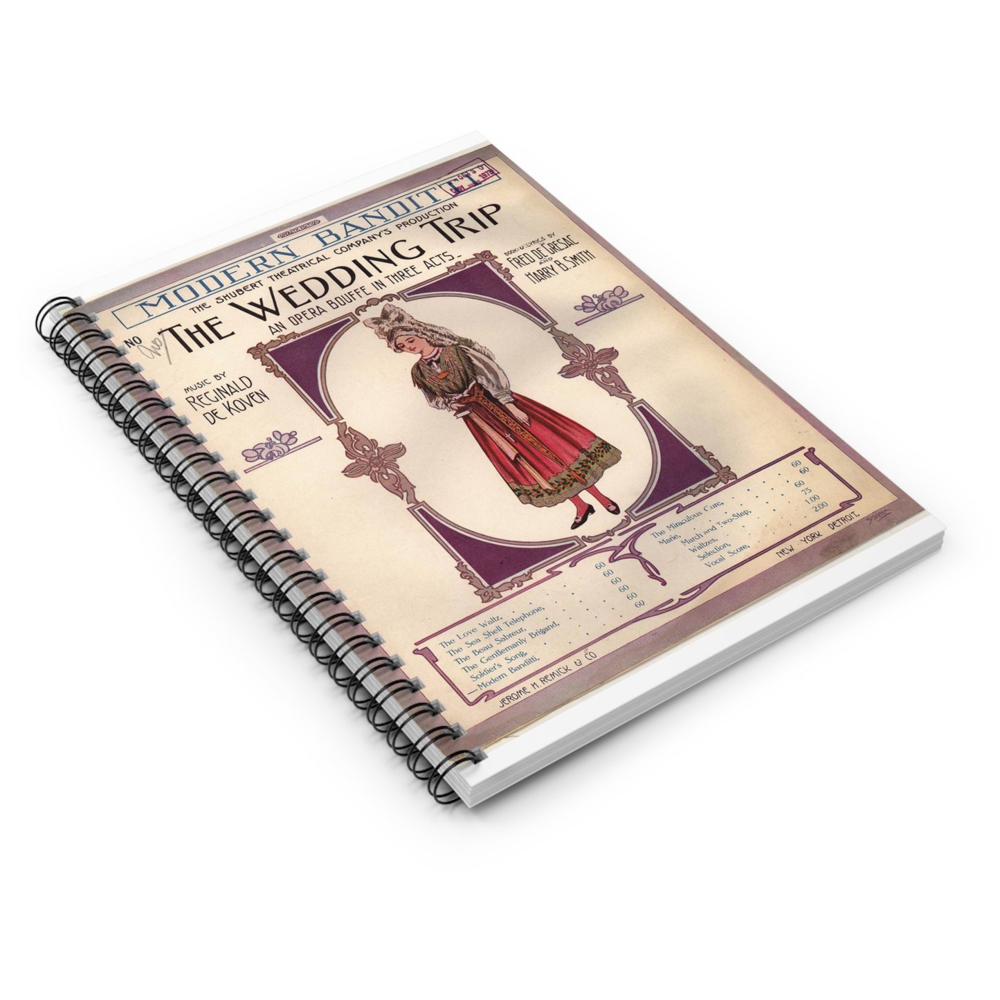 Modern Banditti - Public domain American sheet music Spiral Bound Ruled Notebook with Printed Cover