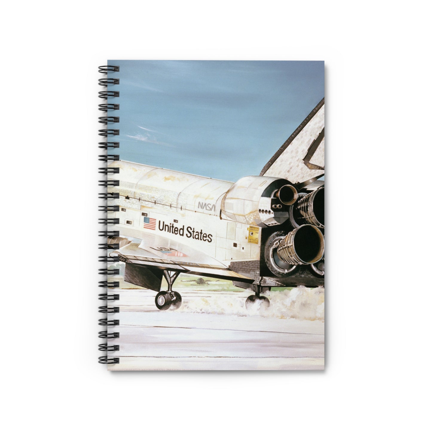 A hand sketched illustration by:  US Air Force (USAF) Art Collection.  Artist:  Paul R. Jones.  Artwork:"Challenger" Spiral Bound Ruled Notebook with Printed Cover