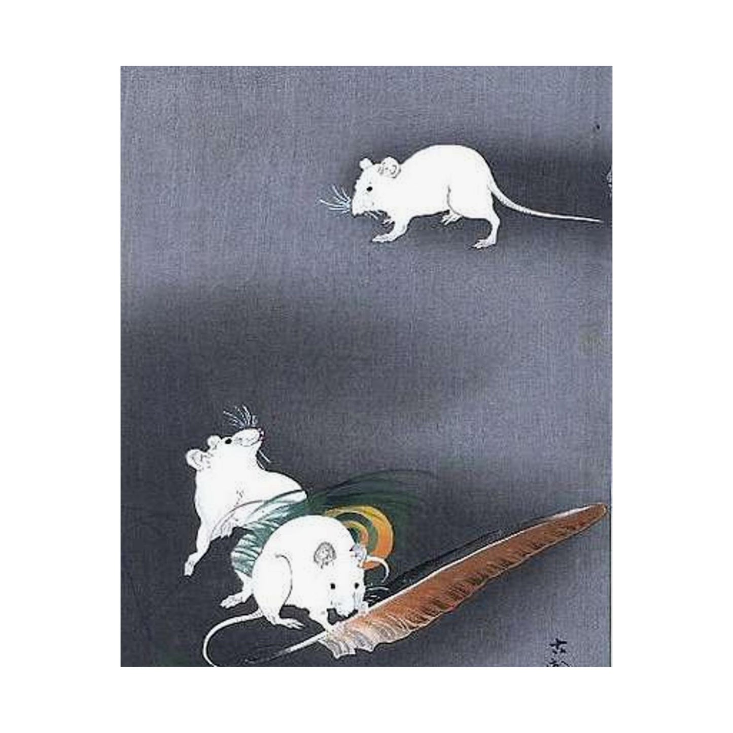 A drawing of 3 mice, Ohara Koson High Quality Matte Wall Art Poster for Home, Office, Classroom