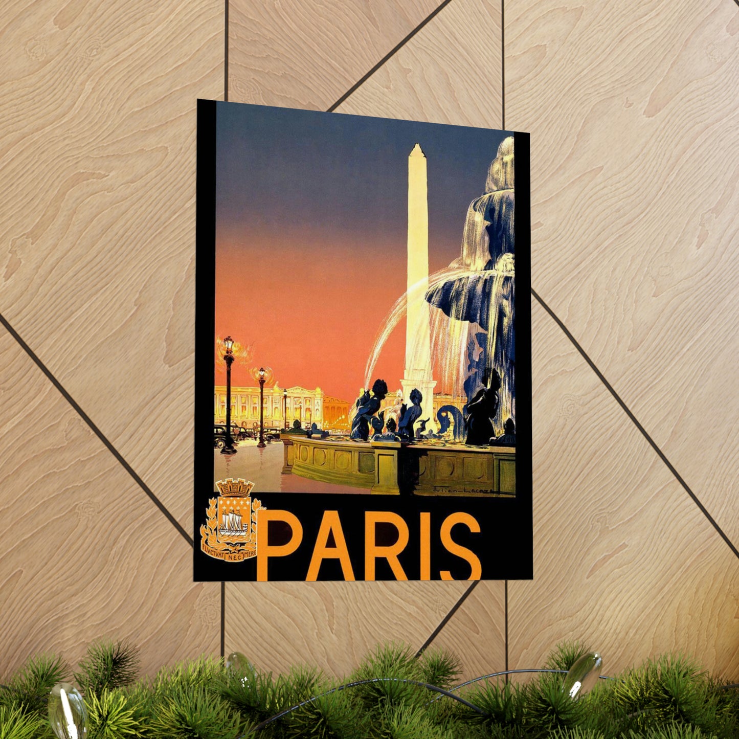 Paris. Vintage Travel Poster. - Art Deco public domain image High Quality Matte Wall Art Poster for Home, Office, Classroom