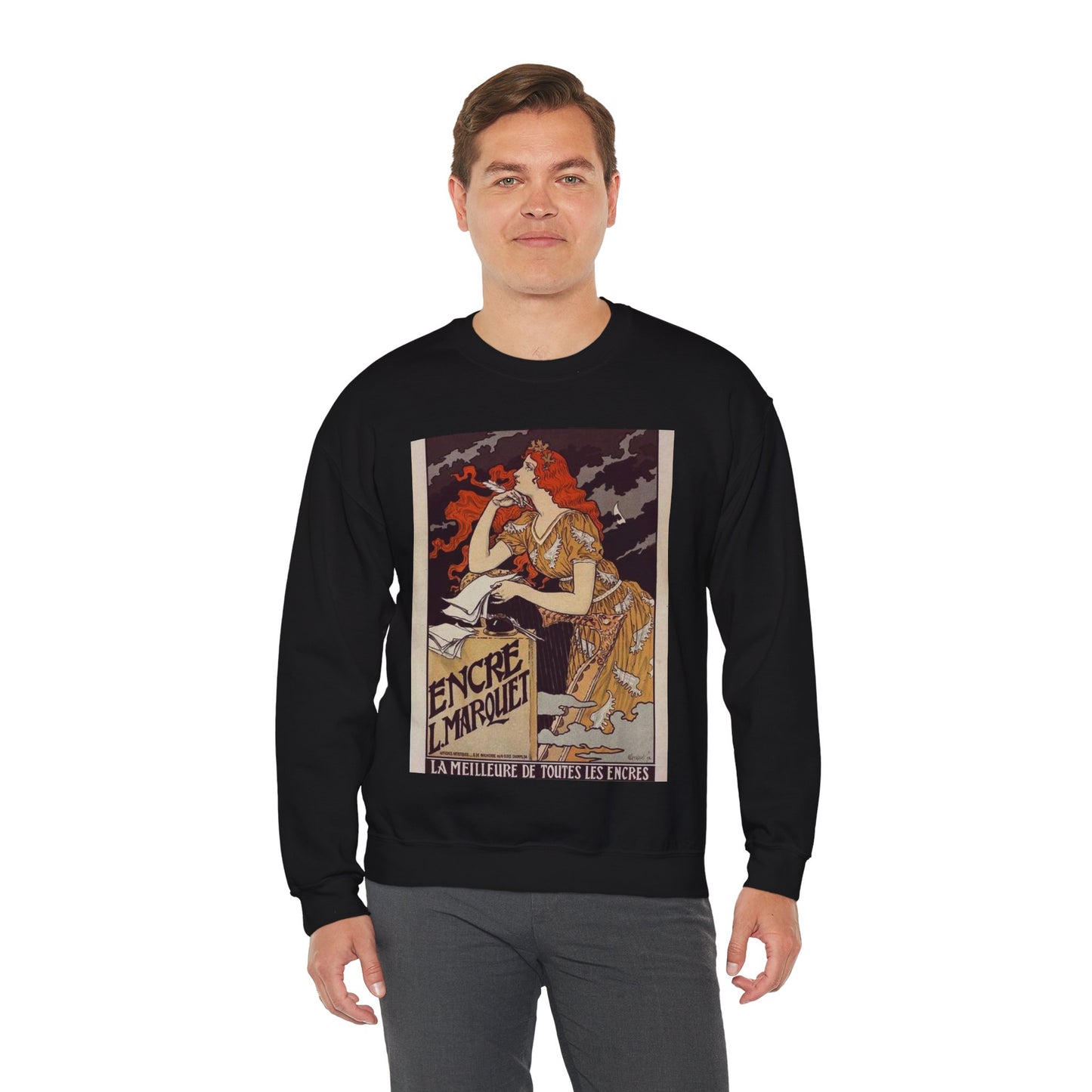 Affiche pour l' "Encre Marquet". Black Heavy Blend Adult Crew Neck SweatShirt