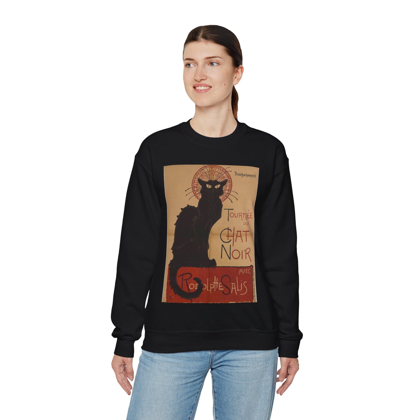 Prochainement/Tournée/ DU/ CHAT/ NOIR/ AVEC/ RODOLPHE SALIS Black Heavy Blend Adult Crew Neck SweatShirt