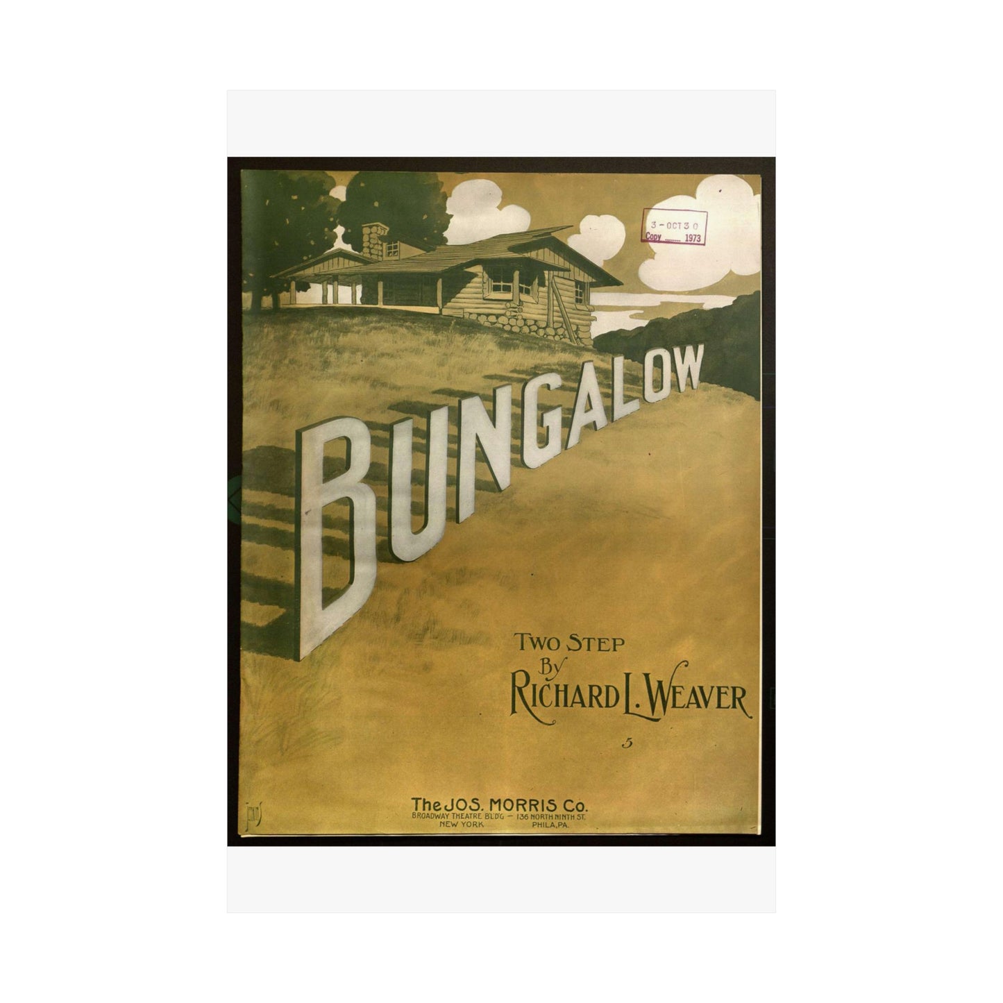 Bungalow, musical notation - Public domain American sheet music High Quality Matte Wall Art Poster for Home, Office, Classroom