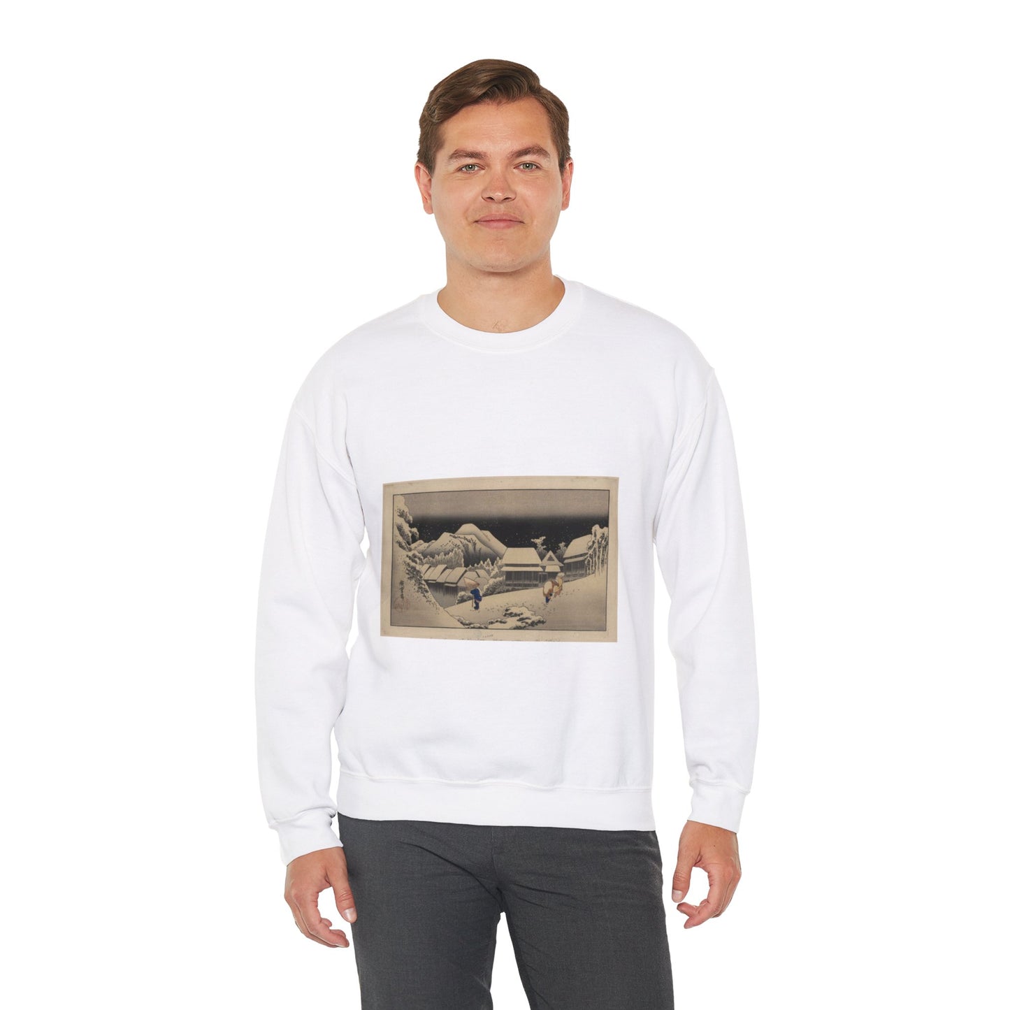 Utagawa Hiroshige - Kanbara, Ando Hiroshige - Ukiyo e print White Heavy Blend Adult Crew Neck SweatShirt