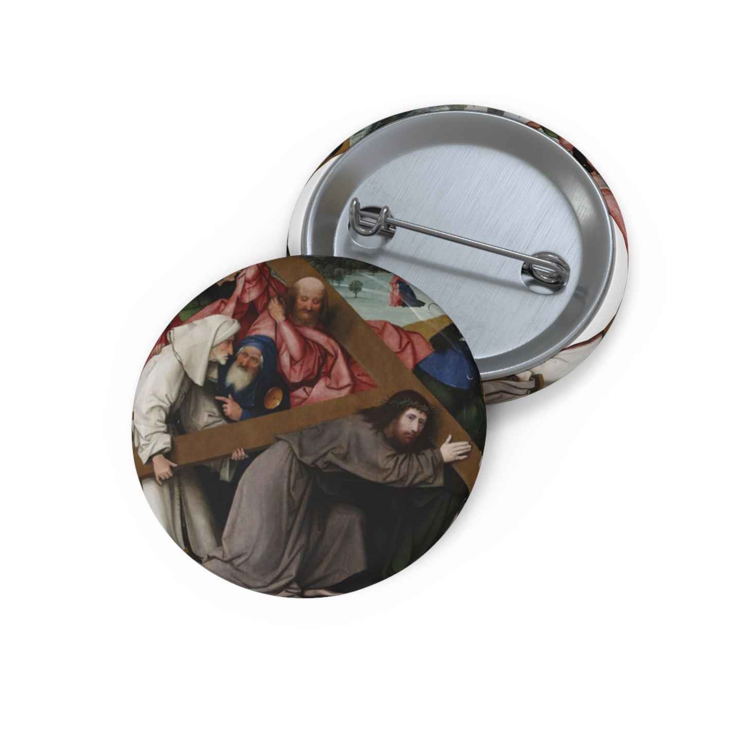 Christ Carrying Cross Bosch Madrid Version Pin Buttons with Crisp Design