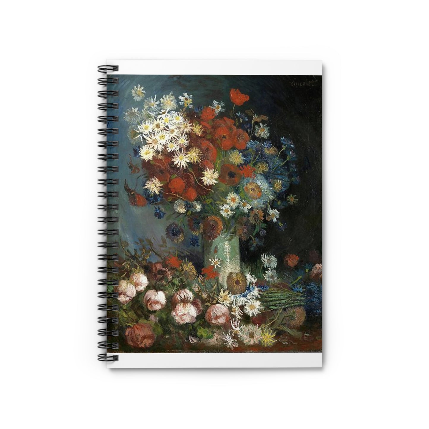 Still life with meadow flowers and roses Van Gogh 1886 Spiral Bound Ruled Notebook with Printed Cover