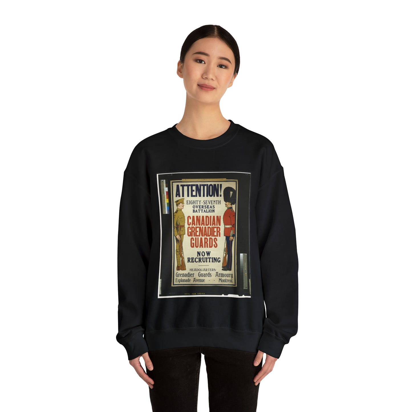 Attention! ... Canadian Grenadier Guards now recruiting Black Heavy Blend Adult Crew Neck SweatShirt