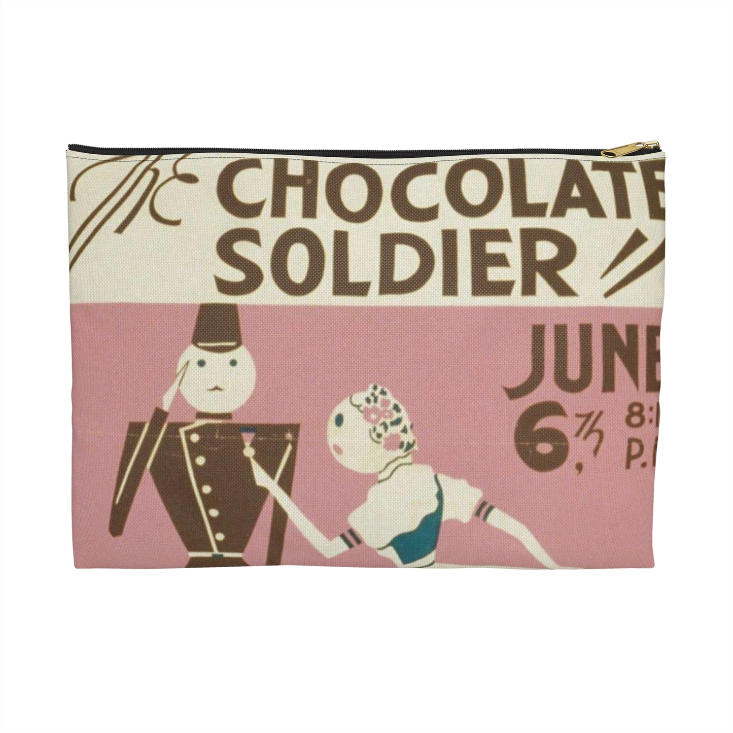 "The chocolate soldier" - WPA poster, Public domain, Library of Congress Large Organizer Pouch with Black Zipper