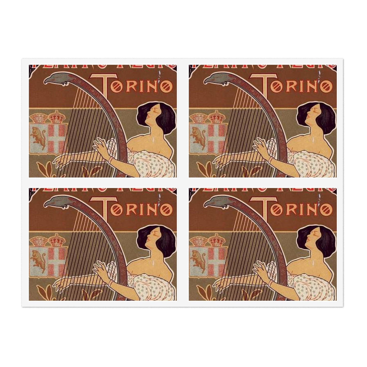 Affiche italienne pour le "Théâtre royal de Turin" Laminated UV Protective Vinyl Stickers