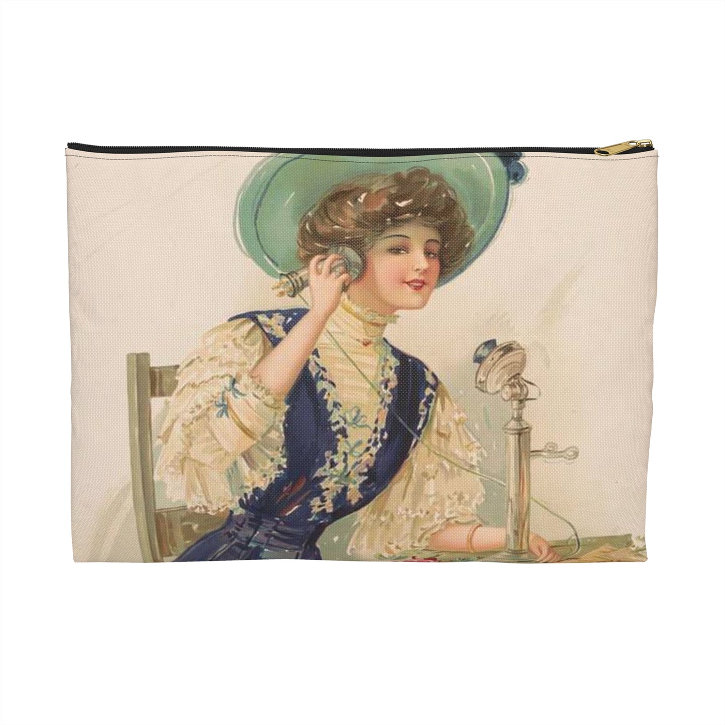 Society maid, no. 4 - Victorian era public domain image Large Organizer Pouch with Black Zipper