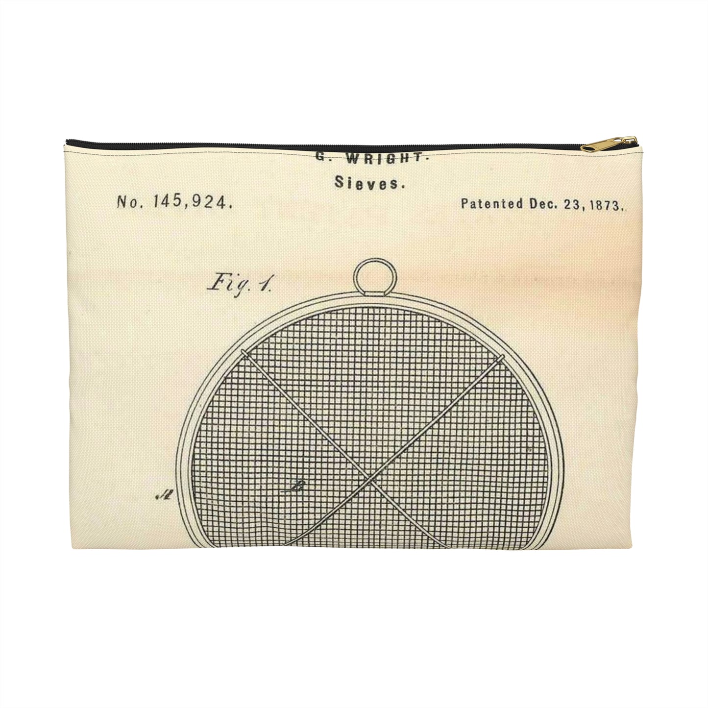 Patent Case File No. 145,924, Improvement in Sieves, Inventor- George Wright. - DPLA - a7a17ded40bdce4ed8e081156174bb00 (page 16) Large Organizer Pouch with Black Zipper