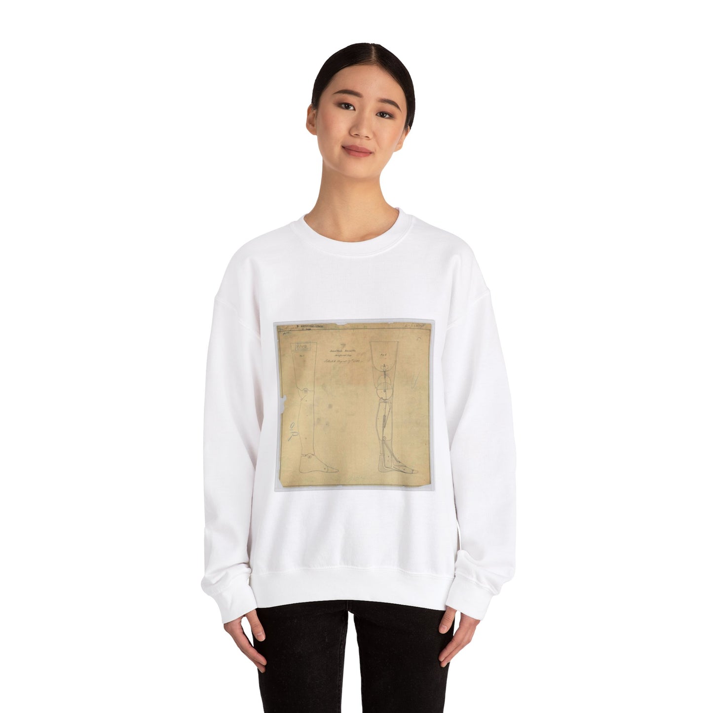 Patent drawing - for Jonathan Russell's Artificial Leg Public domain  image White Heavy Blend Adult Crew Neck SweatShirt