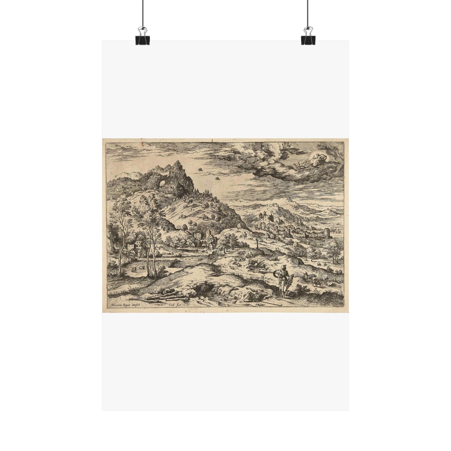 Hieronymus Cock - Mercurius met het hoofd van Argus High Quality Matte Wall Art Poster for Home, Office, Classroom