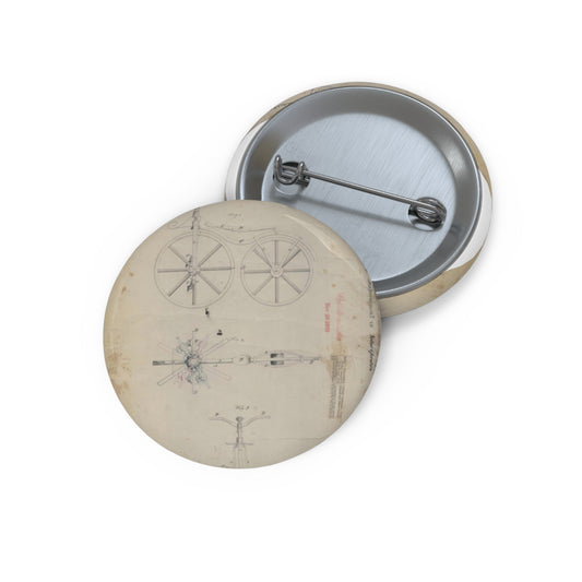 Patent drawing - for Pierre Lallement's Improvement in Velocipedes Public domain  image Pin Buttons with Crisp Design