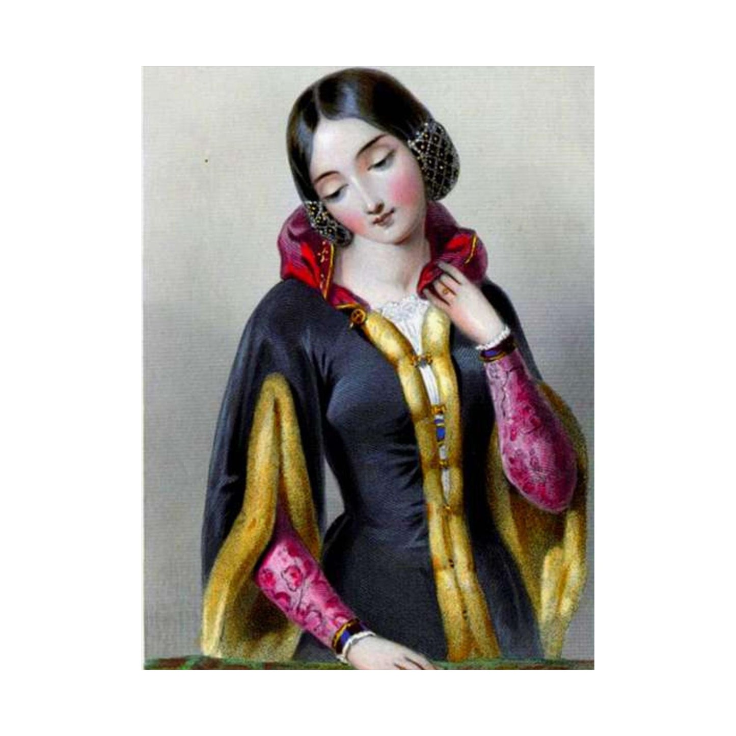 Ana Boemia - A painting of a woman in a black dress High Quality Matte Wall Art Poster for Home, Office, Classroom