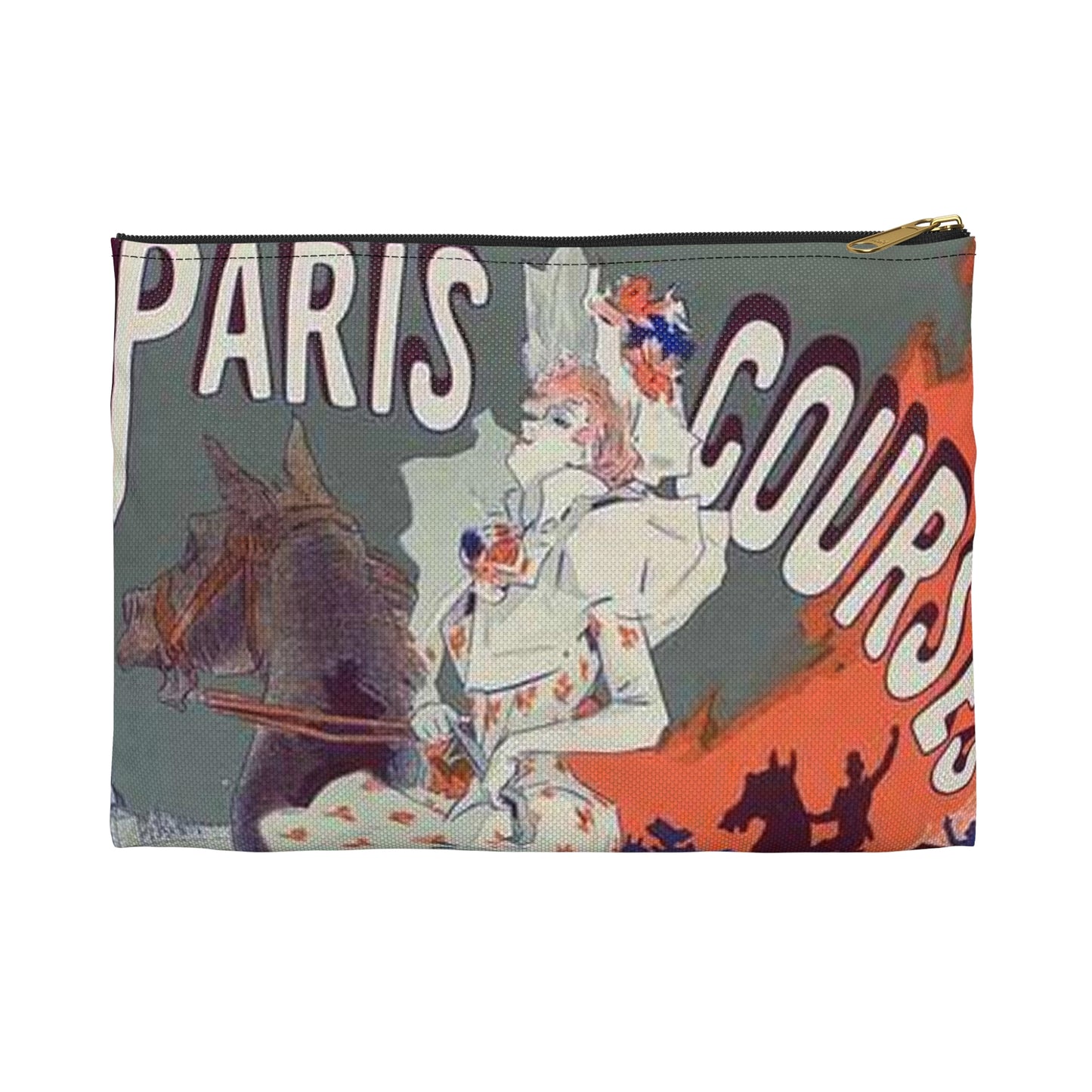 Affiche pour l'Hippodrome de la Porte-Maillot, "Paris-Courses". Large Organizer Pouch with Black Zipper