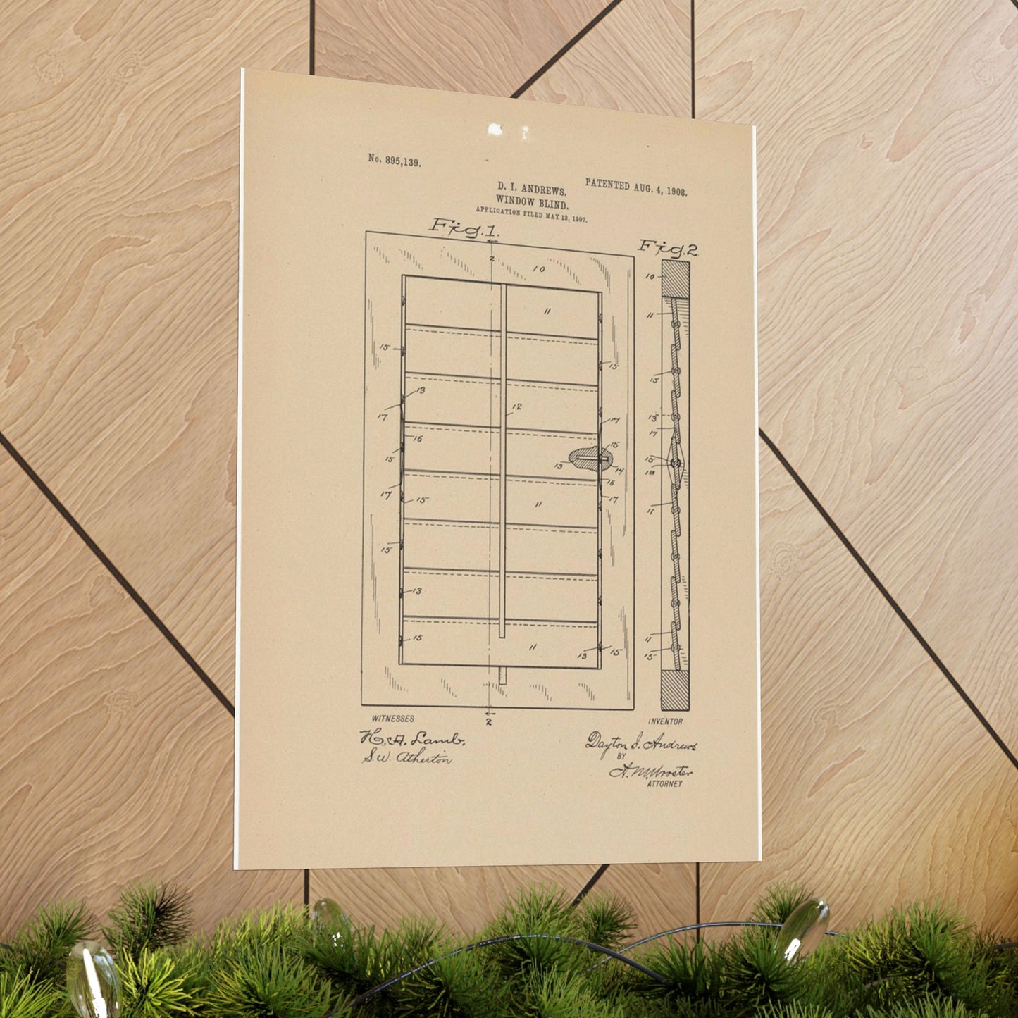 Patent Drawing of Engine - for a Window Blind Public domain  image High Quality Matte Wall Art Poster for Home, Office, Classroom