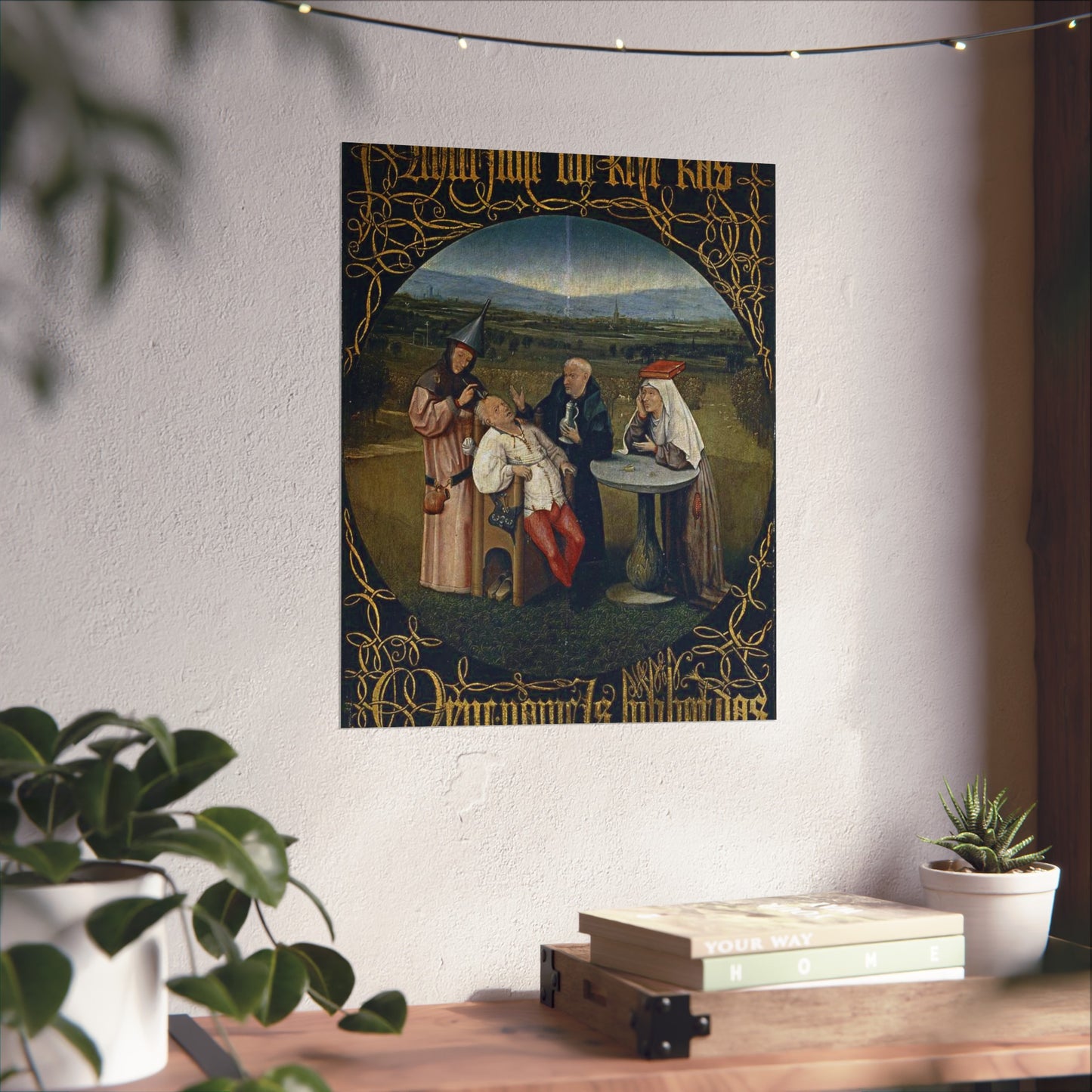 Hieronymus Bosch 053 - A painting of a group of people sitting around a table High Quality Matte Wall Art Poster for Home, Office, Classroom