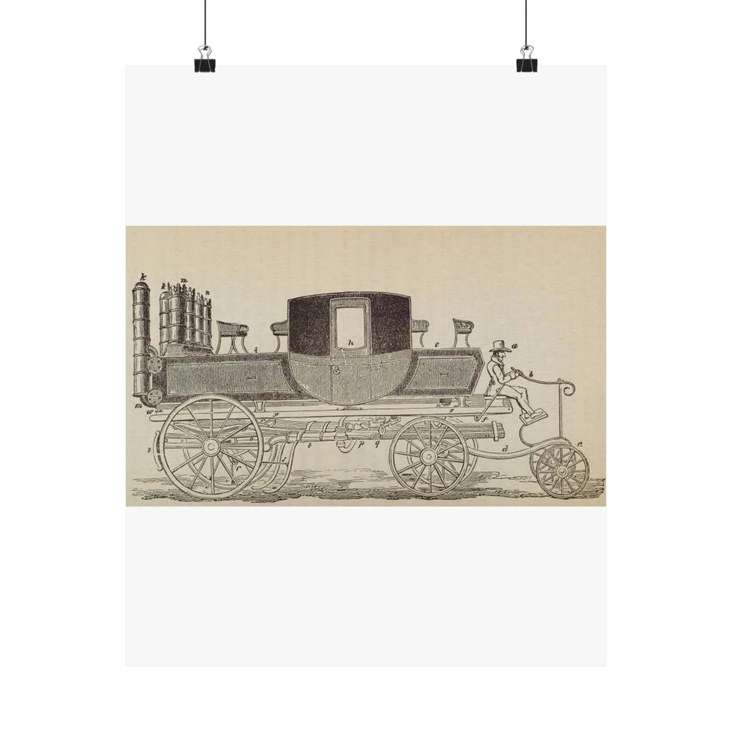 Patent Drawing of Engine - Patent steam carriage, by Mr. Goldsworthy Gurney, of Argyle Street, London, 1826 Public domain  image High Quality Matte Wall Art Poster for Home, Office, Classroom