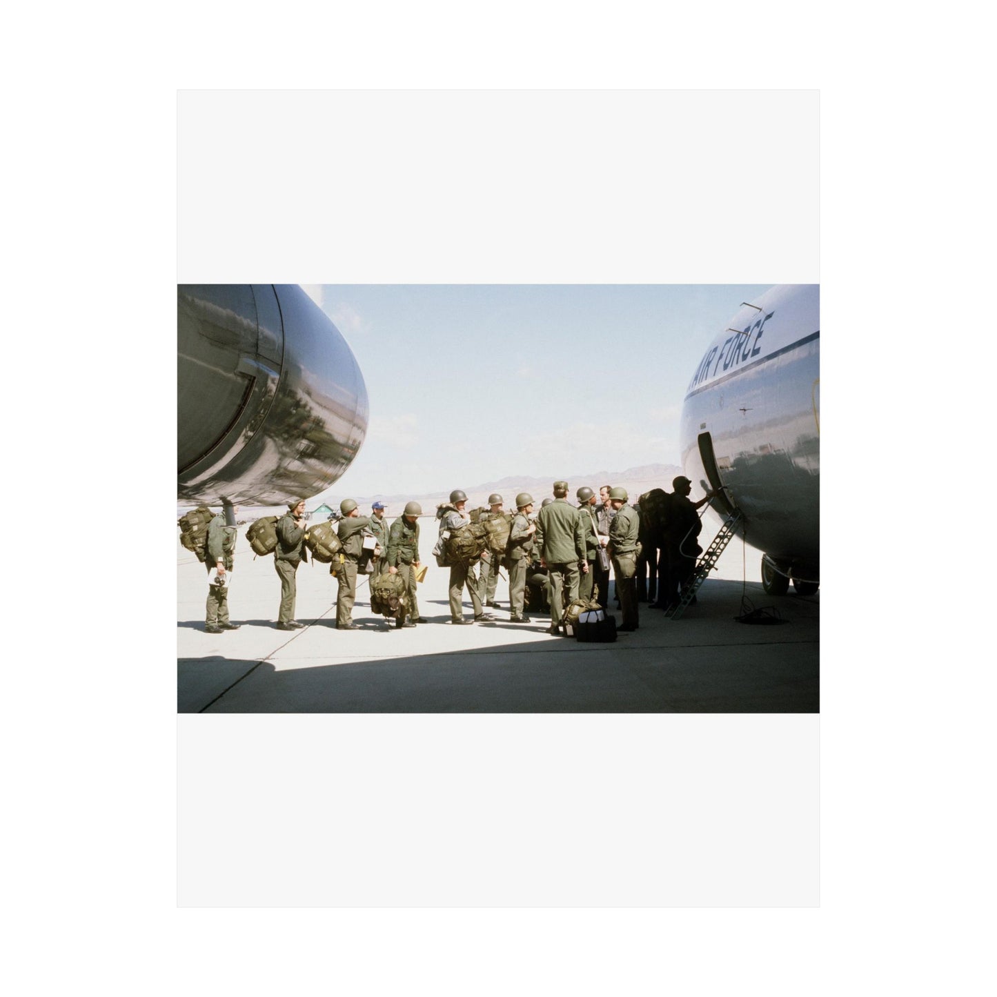 Troops embark a C-141 Starlifter aircraft during exercise Team Spirit (Coronet Spray) High Quality Matte Wall Art Poster for Home, Office, Classroom