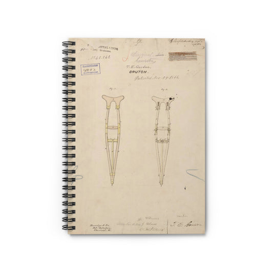 Patent drawing - Drawing of Crutch Public domain  image Spiral Bound Ruled Notebook with Printed Cover