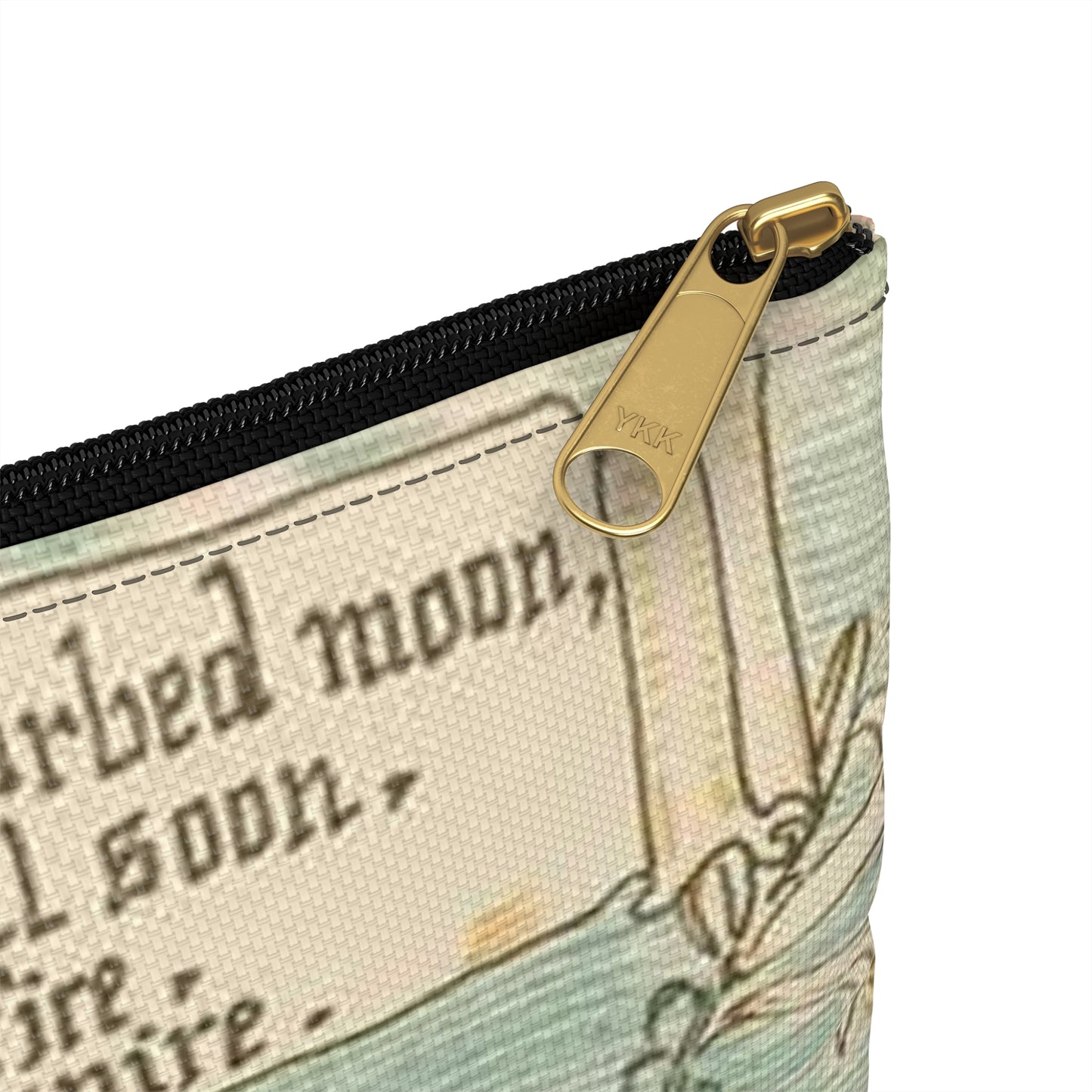 Beneath the summer full-orbed moon, ruddy & gold that rose full soon." Large Organizer Pouch with Black Zipper