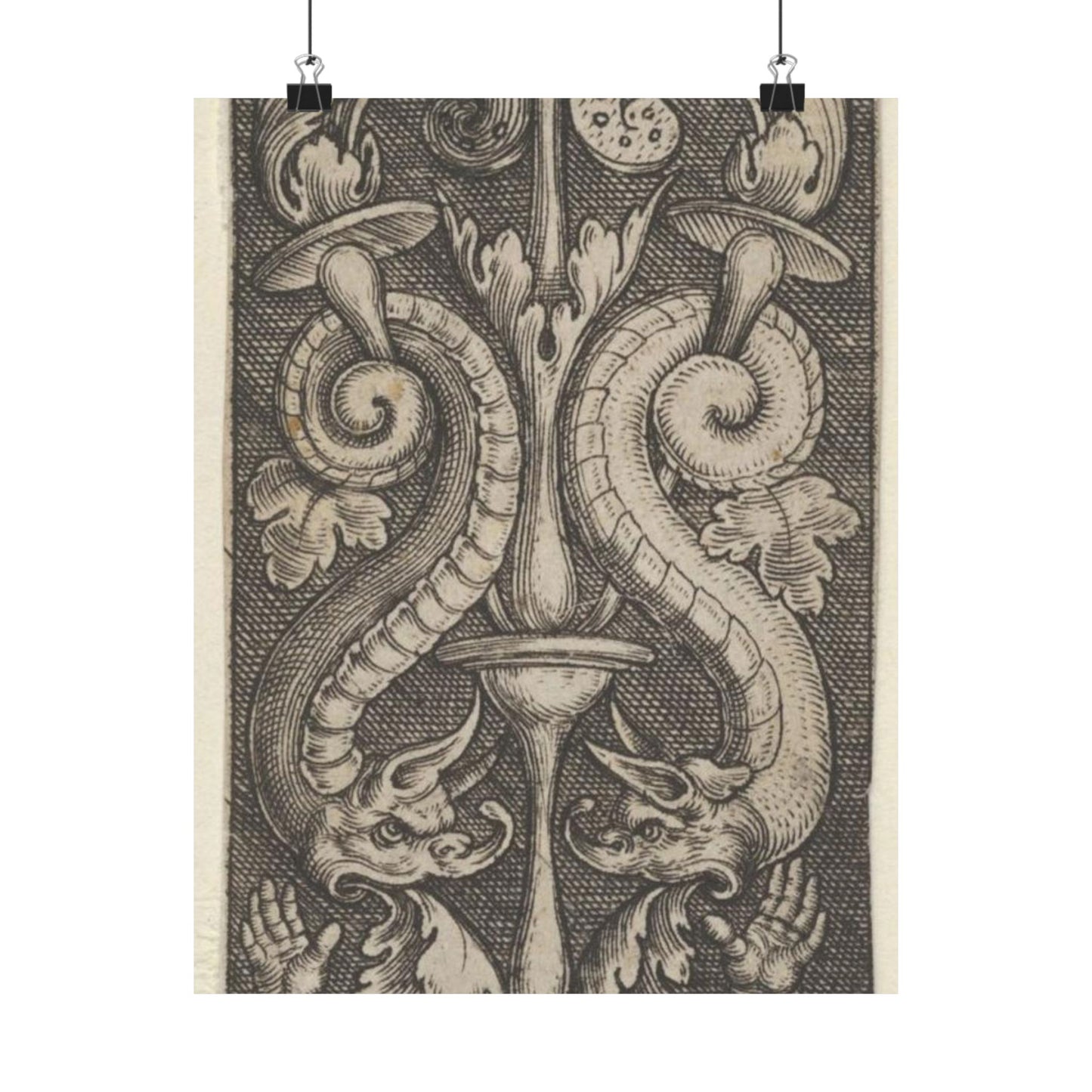 Vertical Panel with a Candelabrum Stemming from a Leaf-Faced Grostesque at Bottom High Quality Matte Wall Art Poster for Home, Office, Classroom
