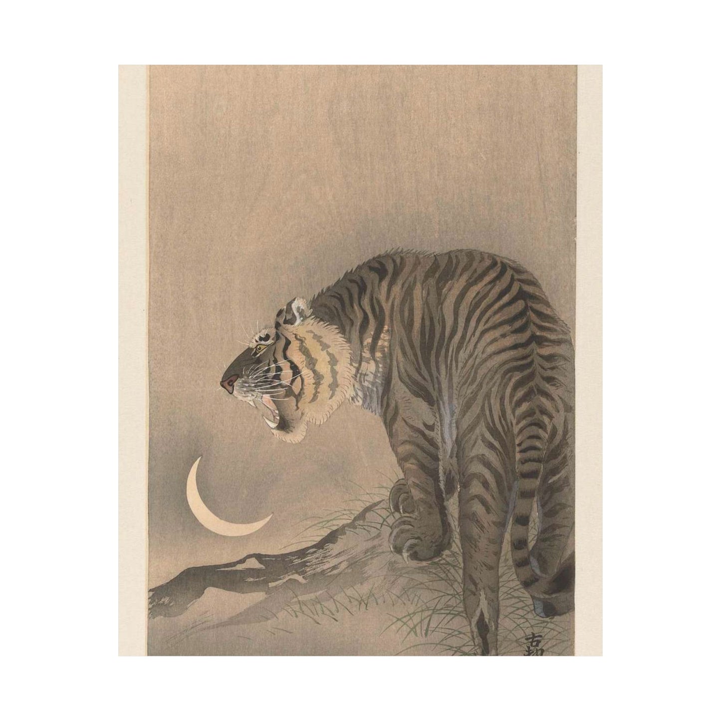 Brullende tijger, Ohara Koson - Rijksmuseum public domain dedication image High Quality Matte Wall Art Poster for Home, Office, Classroom