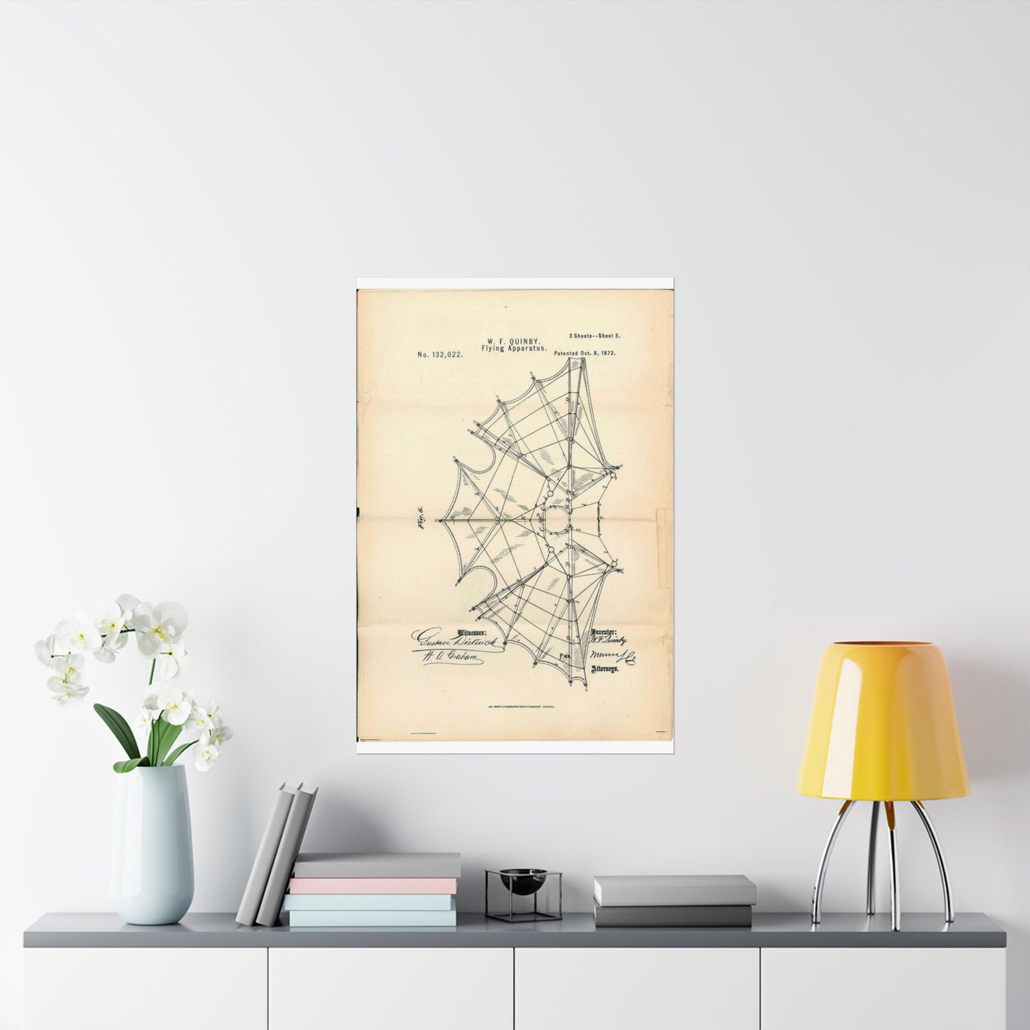 Patent Case File No. 132,022, Flying Apparatus, Inventor- Watson F. Quinby - DPLA - 1408d735868117dc44f964123674e332 (page 32) High Quality Matte Wall Art Poster for Home, Office, Classroom