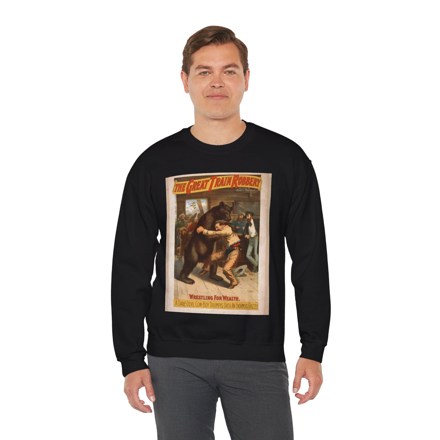 The great train robbery written by Scott Marble. Black Heavy Blend Adult Crew Neck SweatShirt