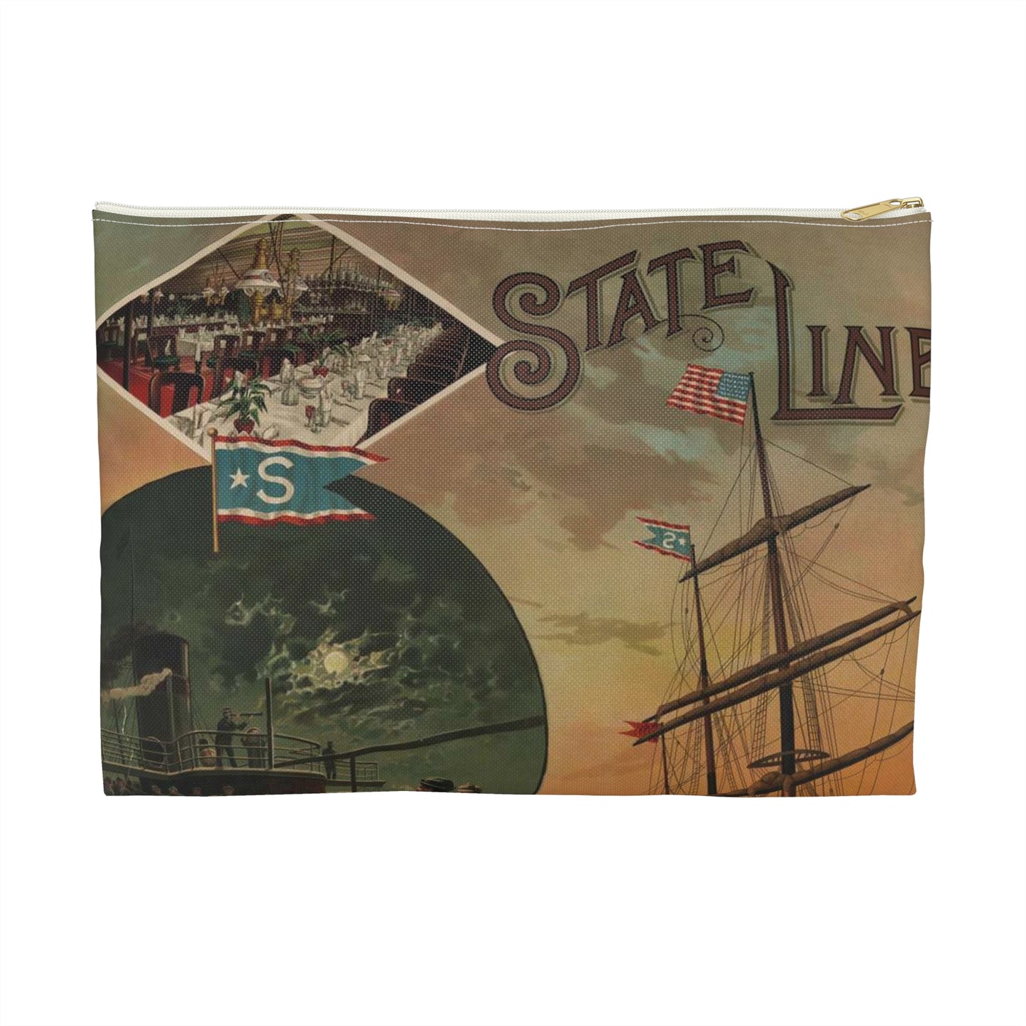 State Line--For Glasgow, Belfast, Dublin, Londonderry & Liverpool--Austin Baldwin & Co., genl. agents Large Organizer Pouch with Black Zipper